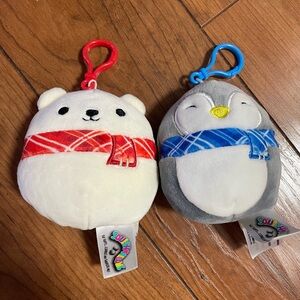 Squishmallows Bear and Penguin Plush Clips